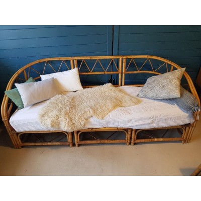 Canapé rotin vintage - Ou banquette + chauffeuse