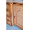 Buffet esprit enfilade en rotin circa années 70 vintage