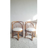 Paire de fauteuils en rotin graphiques circa années 60