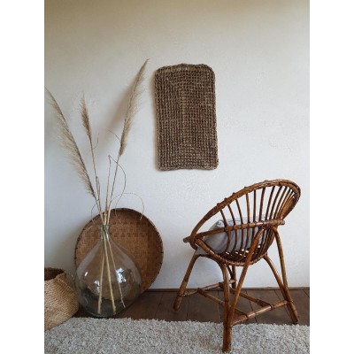 Fauteuil coquille rotin vintage