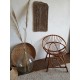 Fauteuil coquille rotin vintage