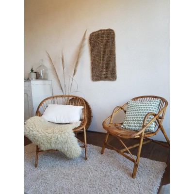 Paire de fauteuils osier et rotin vintage