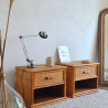 Paire de chevets en rotin circa années 70 - tables de nuit vintage