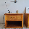 Paire de chevets en rotin circa années 70 - tables de nuit vintage