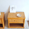 Paire de chevets en rotin circa années 70 - tables de nuit vintage