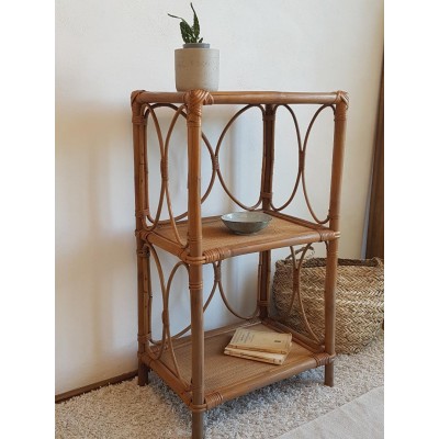 Etagères triple rotin - petite bibliothèque -vintage