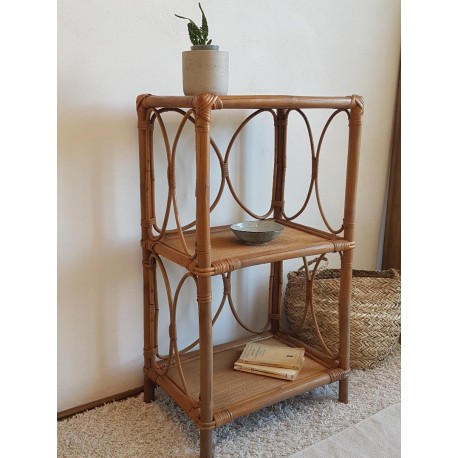 Etagères triple rotin - petite bibliothèque -vintage