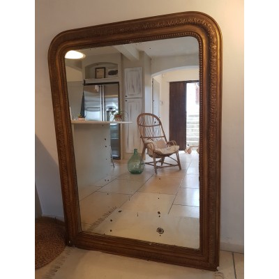 Grand miroir ancien doré - 141 x 61