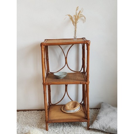 Etagères triple rotin - petite bibliothèque -vintage