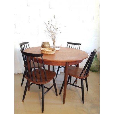 Table scandinave vintage avec rallonges