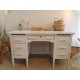 Bureau années 50 en bois patiné blanc