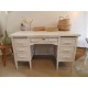 Bureau années 50 en bois patiné blanc
