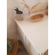 Bureau années 50 en bois patiné blanc
