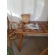 Table rotin et osier - carrelage - vintage- 1960