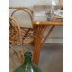 Table rotin et osier - carrelage - vintage- 1960
