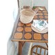Table rotin et osier - carrelage - vintage- 1960