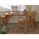 Table rotin et osier - carrelage - vintage- 1960