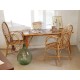 Table rotin et osier - carrelage - vintage- 1960