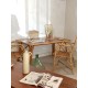 Table rotin et osier - carrelage - vintage- 1960