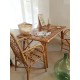 Table rotin et osier - carrelage - vintage- 1960