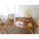 Table rotin et osier - carrelage - vintage- 1960
