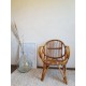 Fauteuil en rotin vintage pieds compas