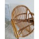 Fauteuil en rotin vintage pieds compas