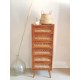 Chiffonnier bois et rotin circa 1960, pieds compas - esprit scandinave