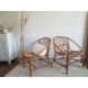 Paire de fauteuils corbeille en rotin vintage