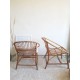 Paire de fauteuils corbeille en rotin vintage