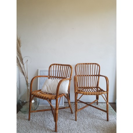 Paire de fauteuils en rotin vintage
