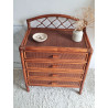 Commode en rotin brun circa années 70