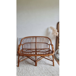 Banquette en rotin circa années 70