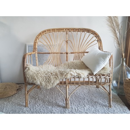 Banquette en rotin et osier  2 places - vintage