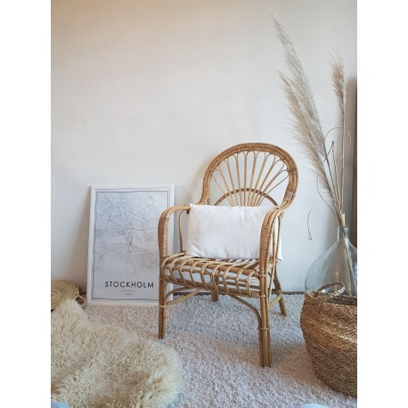 Fauteuil en rotin et osier vintage