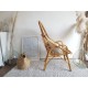 Fauteuil en rotin et osier vintage - dossier haut