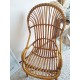 Fauteuil en rotin et osier vintage - dossier haut