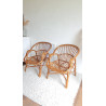Paire de fauteuils en rotin vintage circa années 70