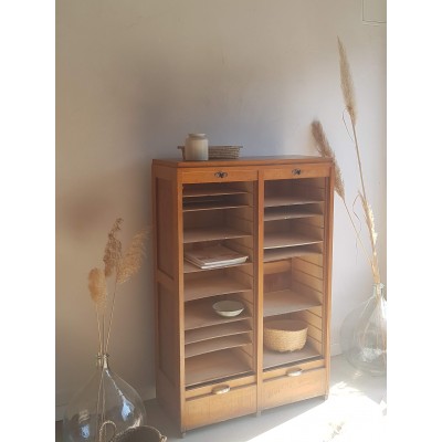 Meuble de métier : double classeurs à rideaux