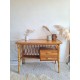 Bureau rotin et osier vintage pieds compas