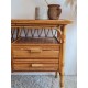 Bureau rotin et osier vintage pieds compas