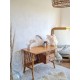 Bureau rotin et osier vintage pieds compas