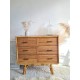 Commode en rotin vintage pieds compas