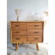 Commode en rotin vintage pieds compas