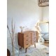 Commode en rotin vintage pieds compas