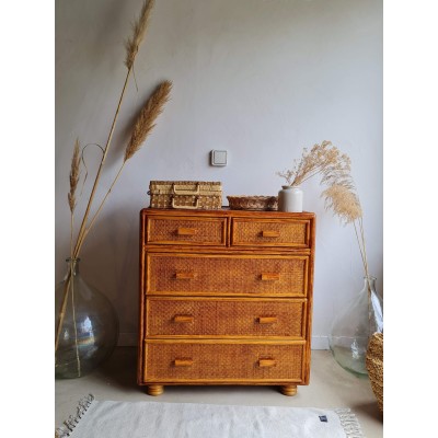 Commode rotin vintage