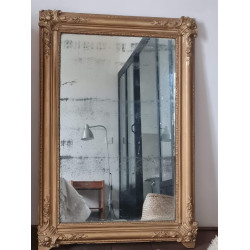 Miroir ancien doré rectangulaire avec moulures   103 x 68