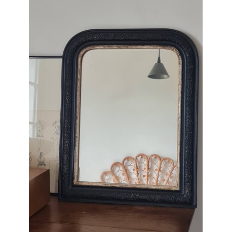 Miroir Louis Philippe noir et doré 60 x 48