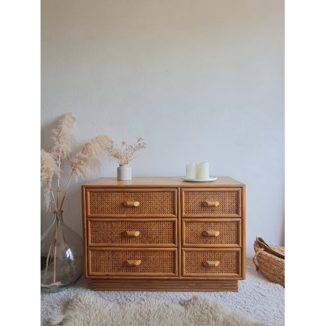 Commode en rotin circa années 60