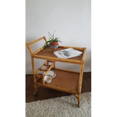 Desserte cannée rotin vintage